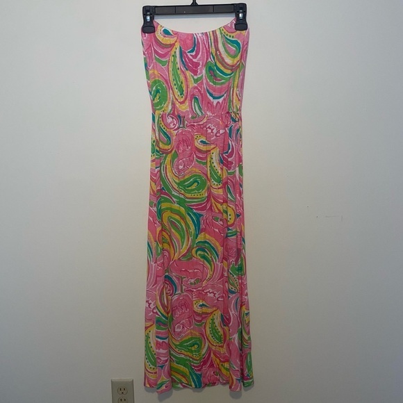 Lilly Pulitzer Marlisa Strapless Maxi Dress All Nighter Pink and Green Size XS - Picture 6 of 6